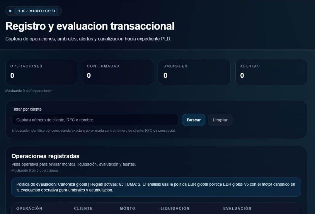 Registro y evaluación transaccional en Vigilex.ai